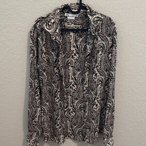 Zara Black and Cream Paisley Blouse